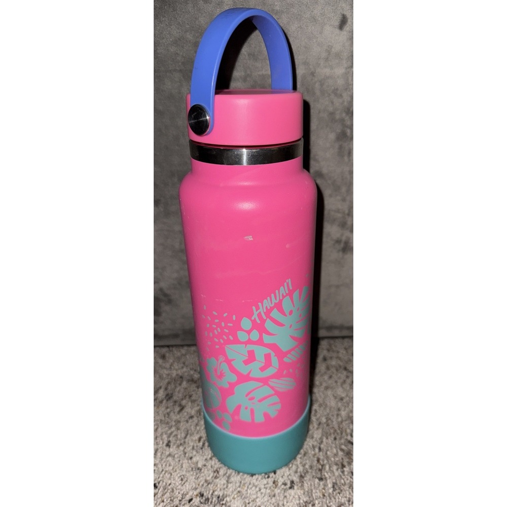 Hydro Flask Hawaii Limited Edition 40 oz Flamingo Pink Aqua Floral Hawaiian